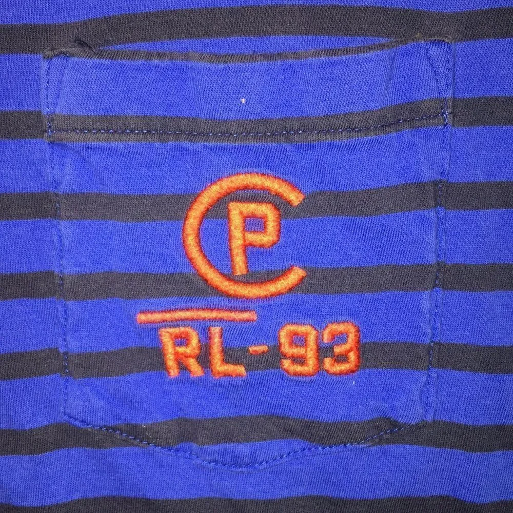 Vintage Blue stripe P-93 Polo Ralph Lauren Sailing Yacht Pocket T tee shirt- M